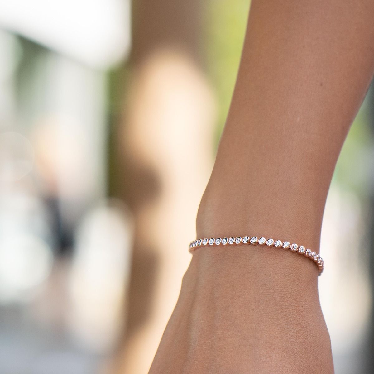 Rose Silver Tennis Bracelet