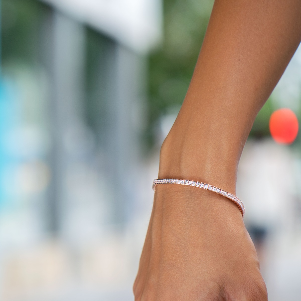 Rose Silver Tennis Bracelet 