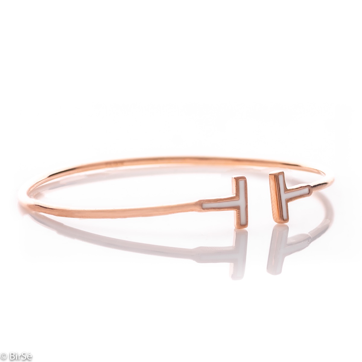 Rose Silver Bangle Bracelet - Letter T