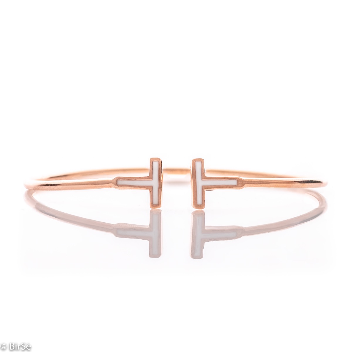 Rose Silver Bangle Bracelet - Letter T