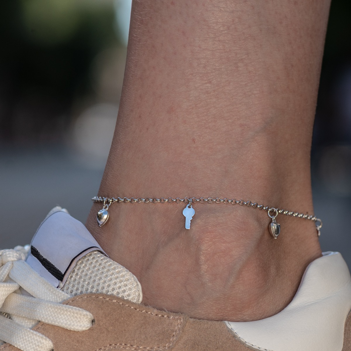 Silver Anklet Bracelet with Pendants