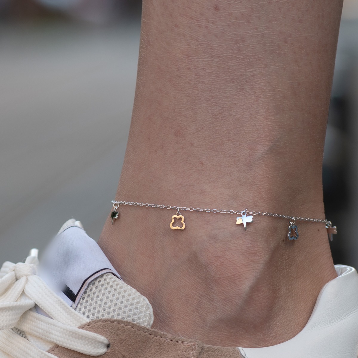 Silver Ankle Bracelet with Pendants