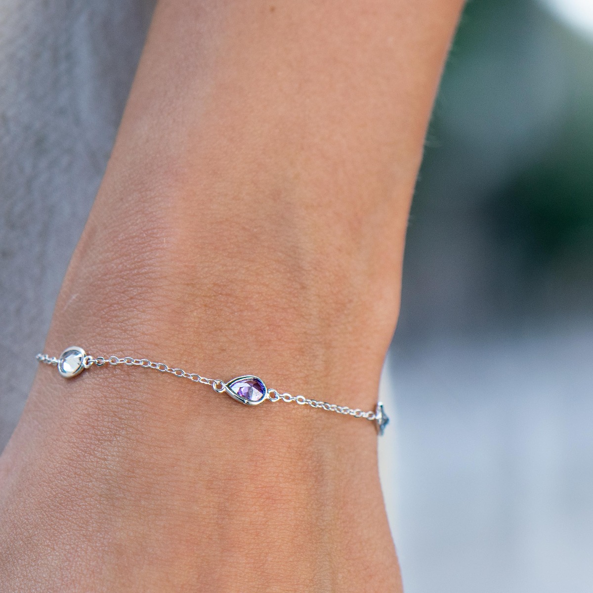 Silver Bracelet - Colored stones