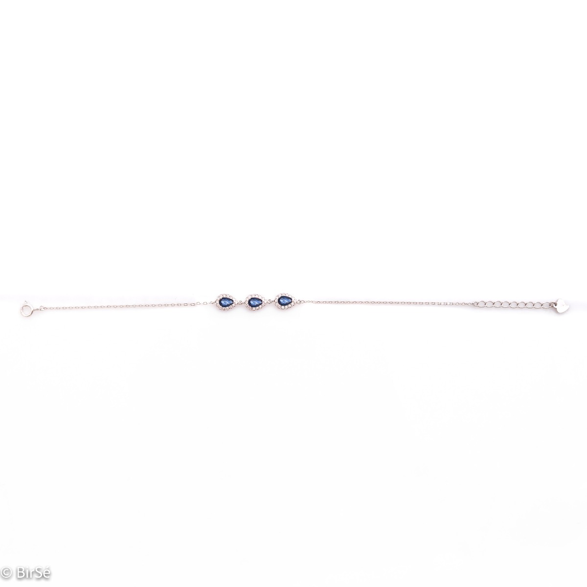 Silver Pear Bracelet with Natural Sapphire