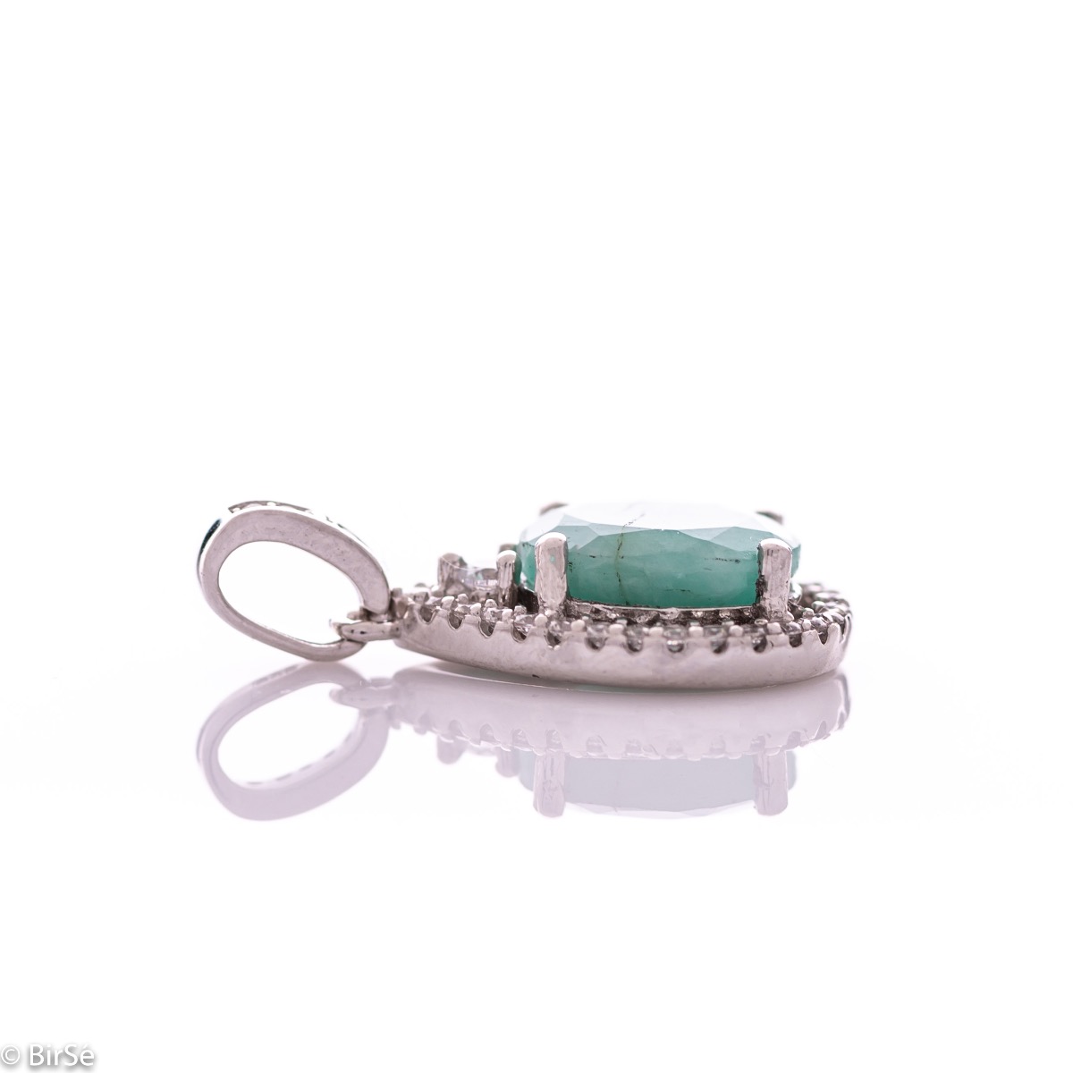 Silver pendant - Natural emerald 2,60 ct