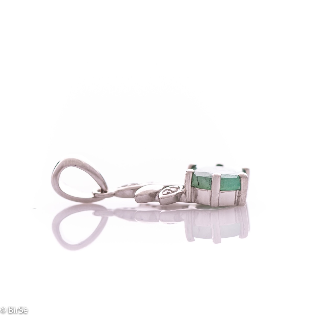 Silver pendant - Natural emerald 0,80 ct