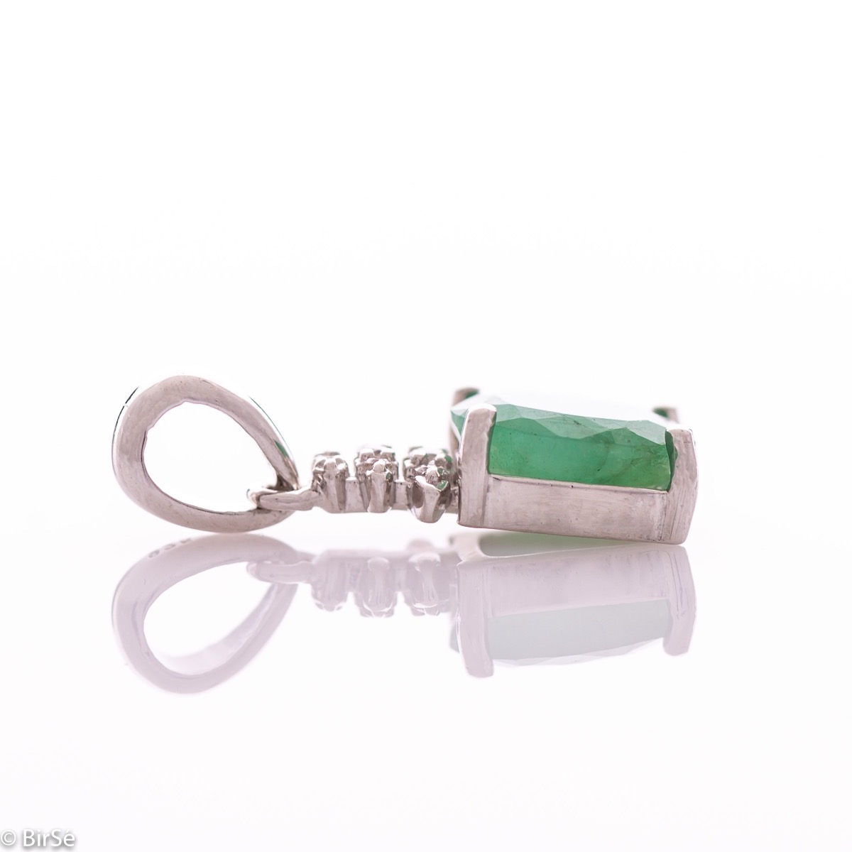 Silver pendant - Natural emerald 1,90 ct