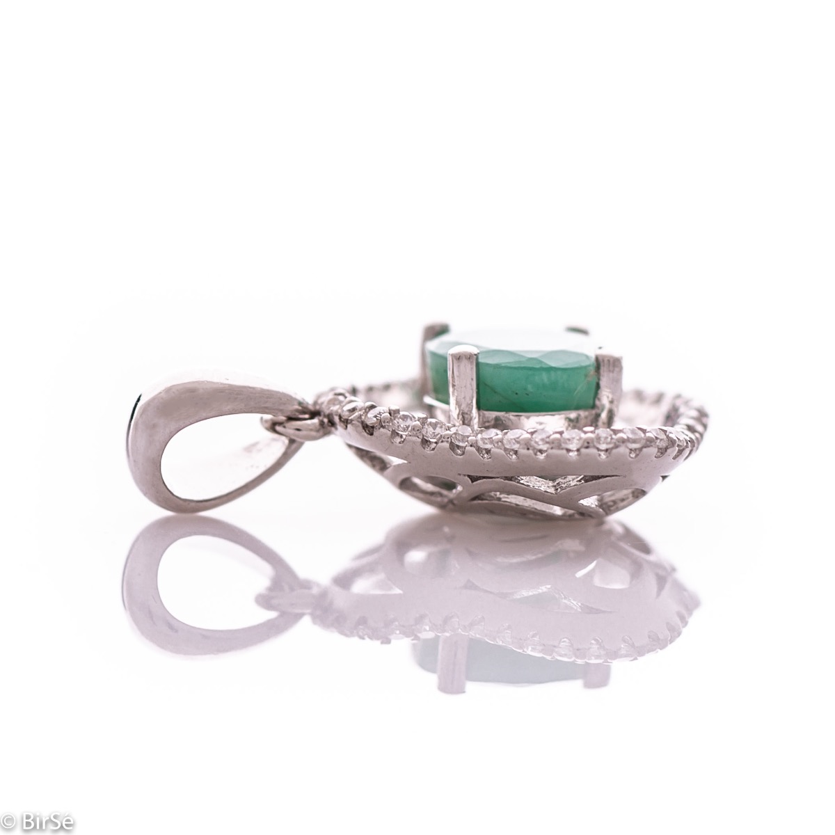 Silver pendant - Natural emerald 1,70 ct