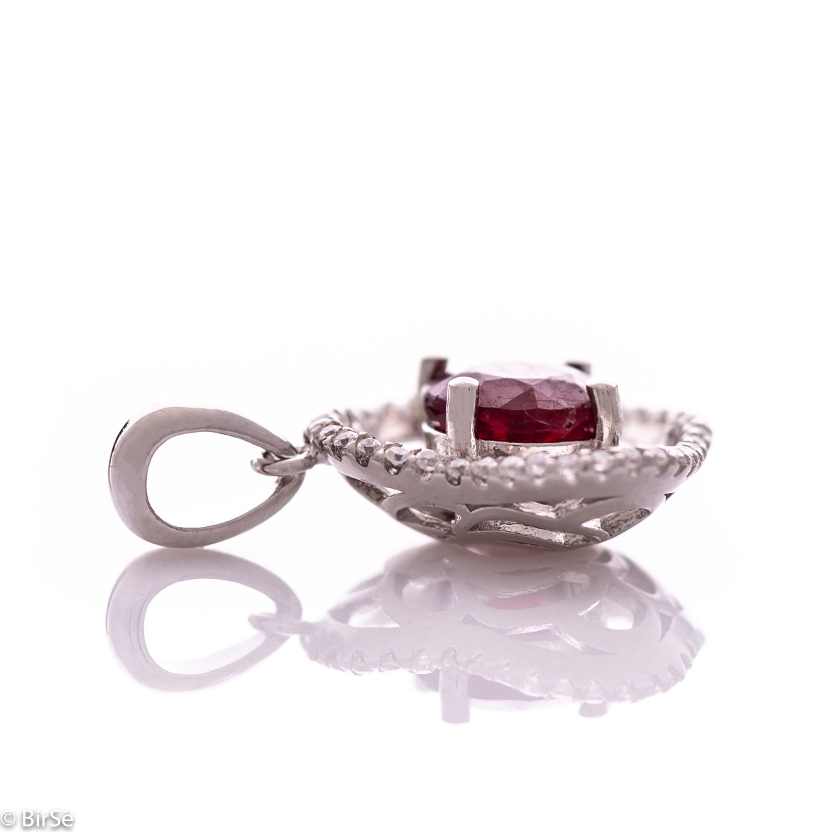 Silver pendant - Natural ruby 1,60 ct