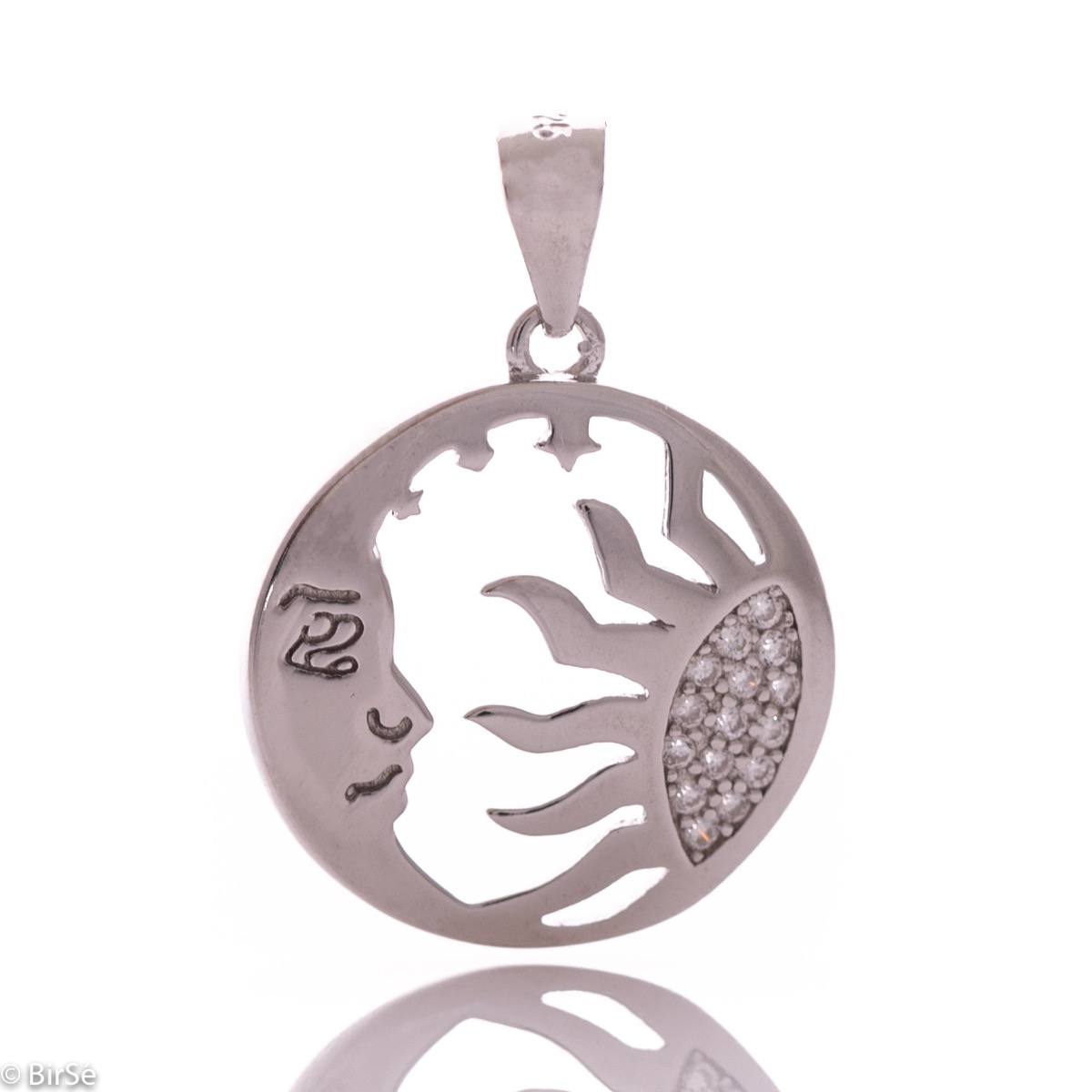 Silver pendant - Sun and moon