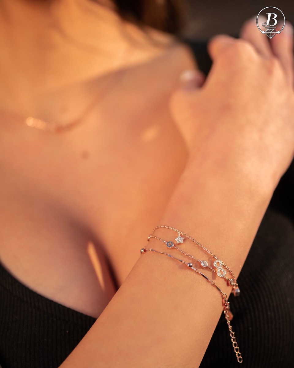 Rose Silver Bracelet with Pendants