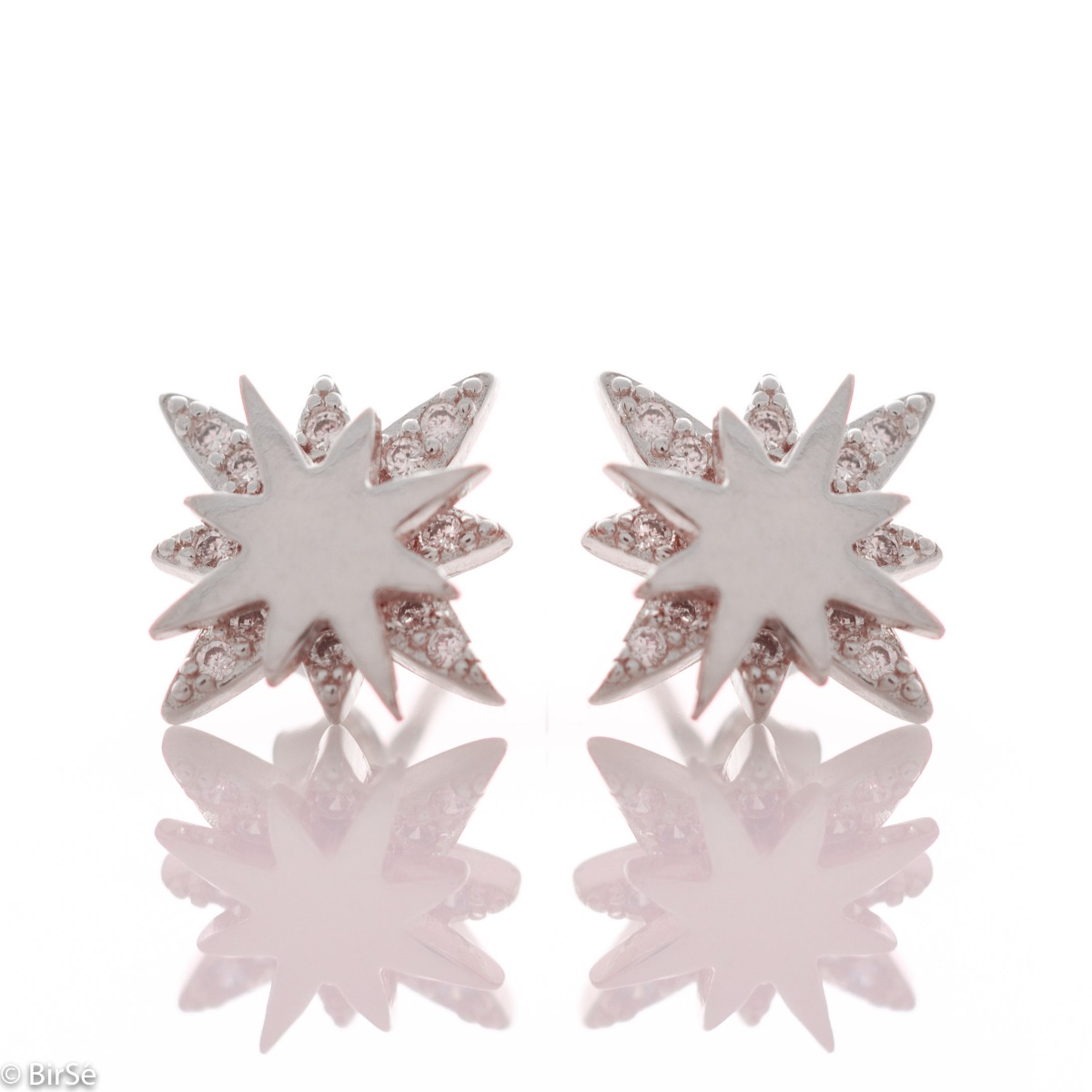 Stud Silver Star Earrings with Two Parts