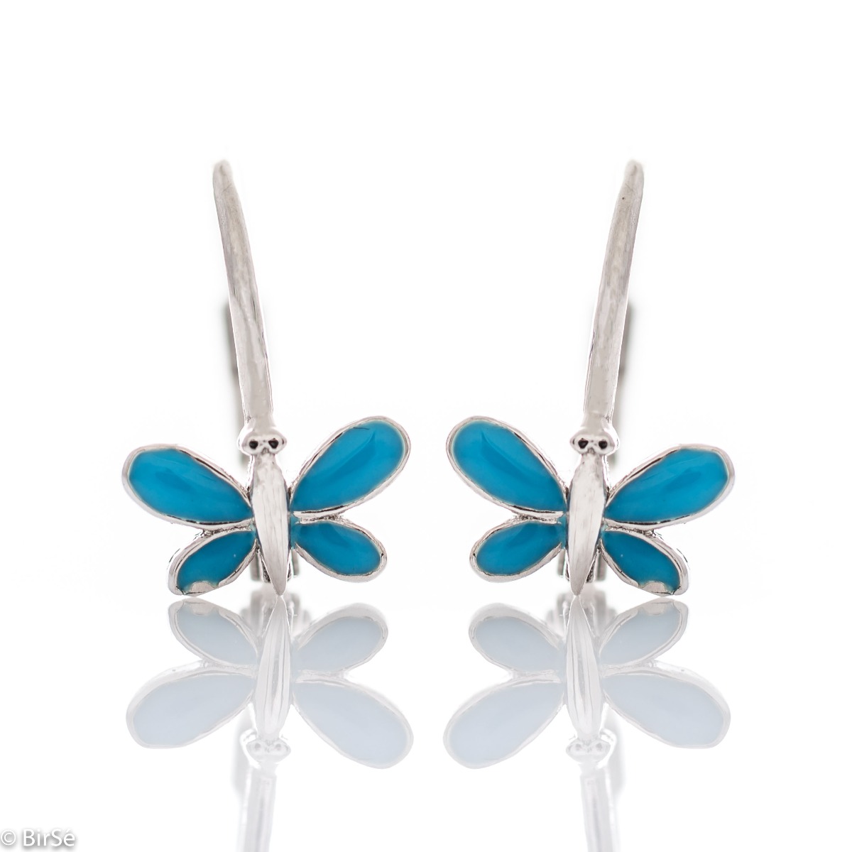 Silver earrings - Blue butterflies