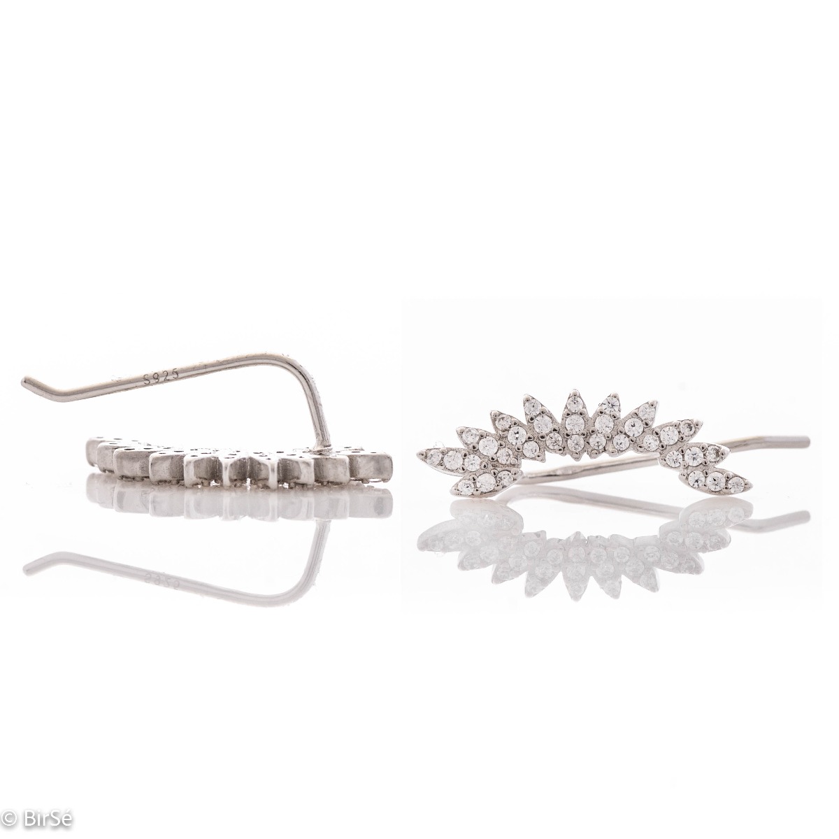 Captivating women's earrings with a spectacular shape and modern design. Crafted entirely from rhodium-plated sterling silver and accented with dazzling zircons, these hairpin earrings are a fitting piece of jewelry for any young lady.