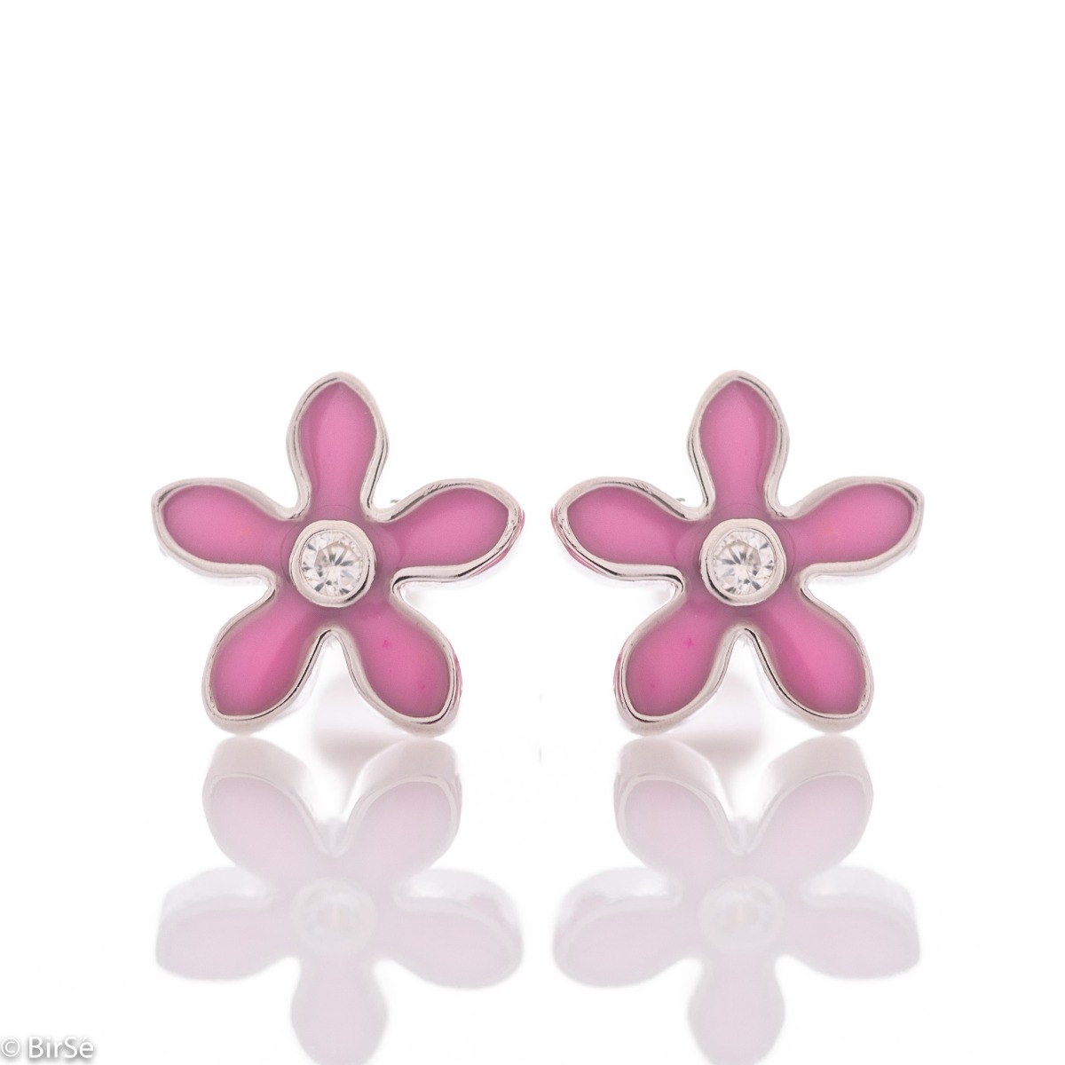 Silver Flower Earrings with Screw