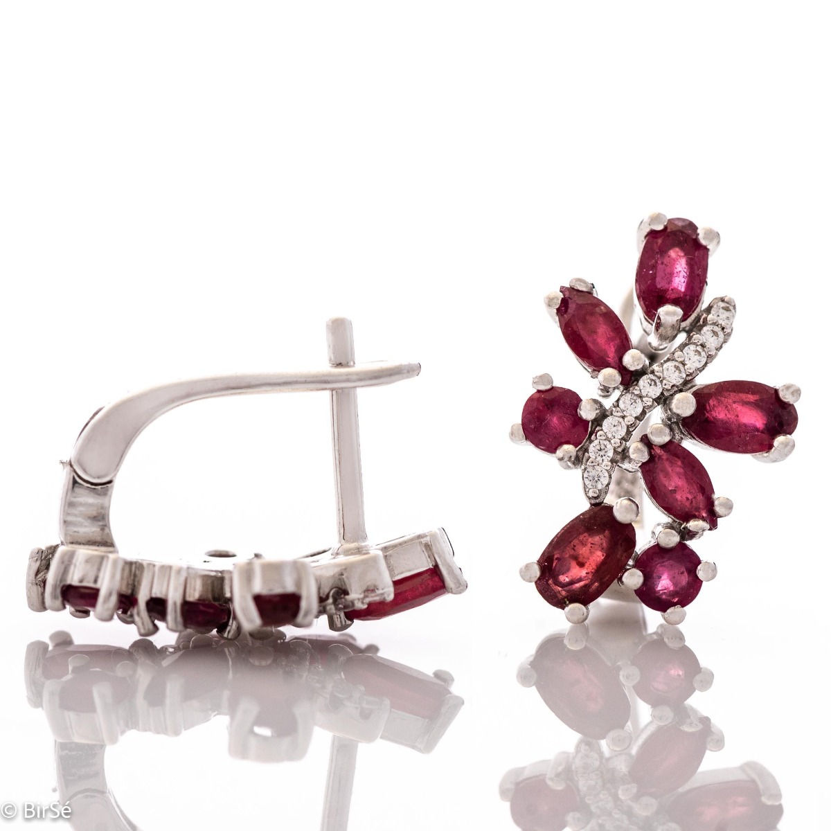 Silver earrings - Natural Ruby 3,66 ct.