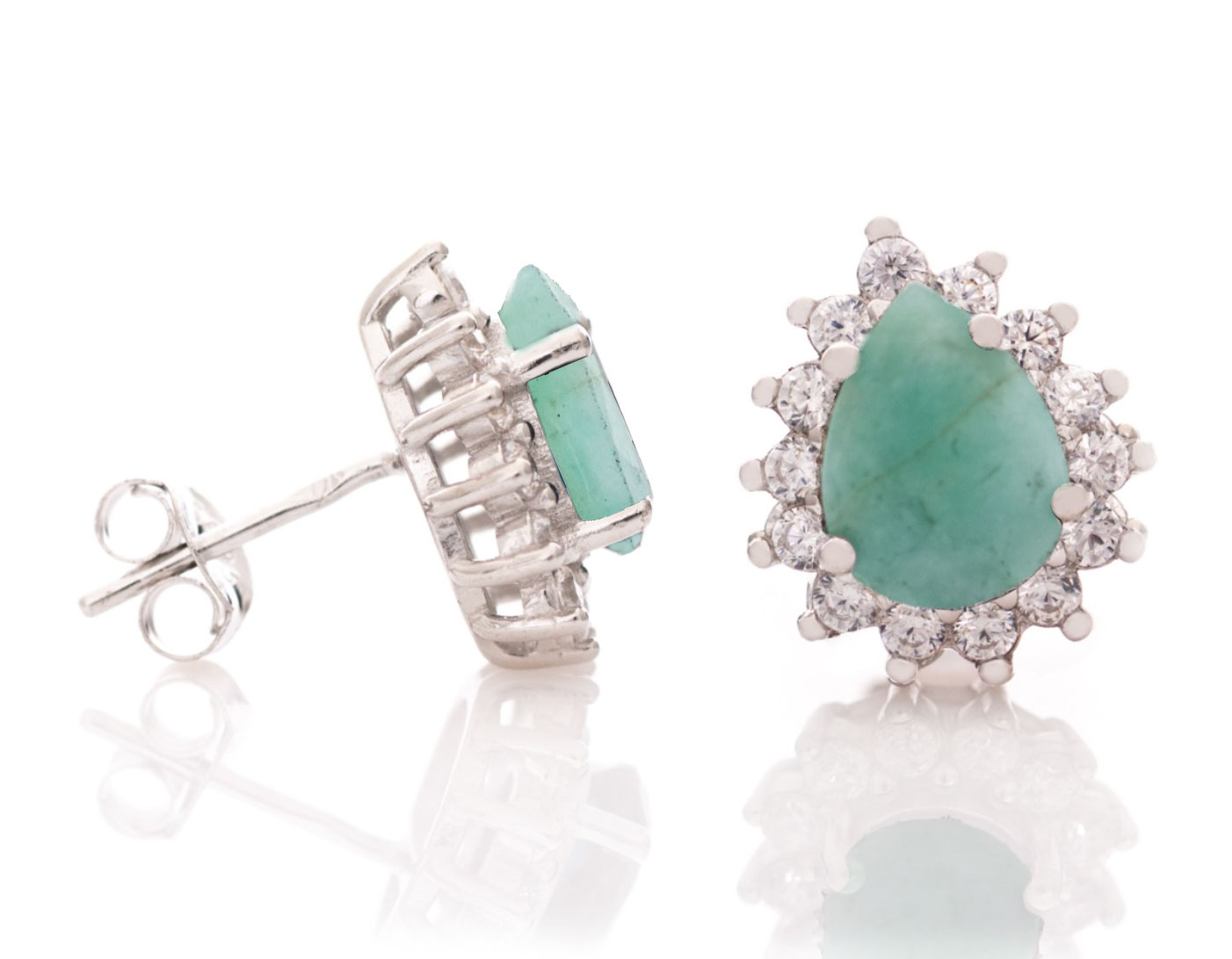 Silver earrings - Natural emerald 2,10 ct.