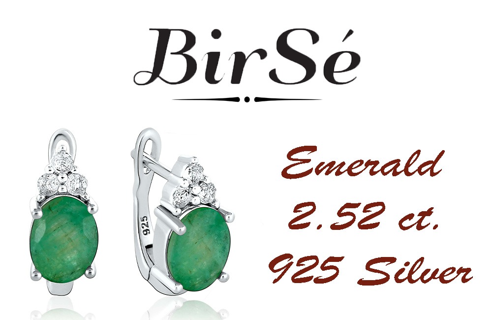 Silver earrings - Natural emerald 2,52 ct