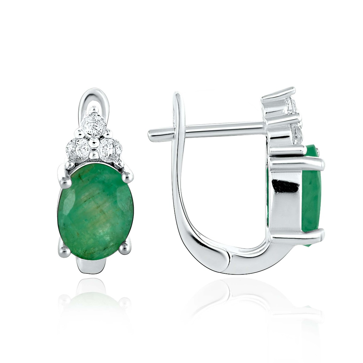 Silver earrings - Natural emerald 2,52 ct