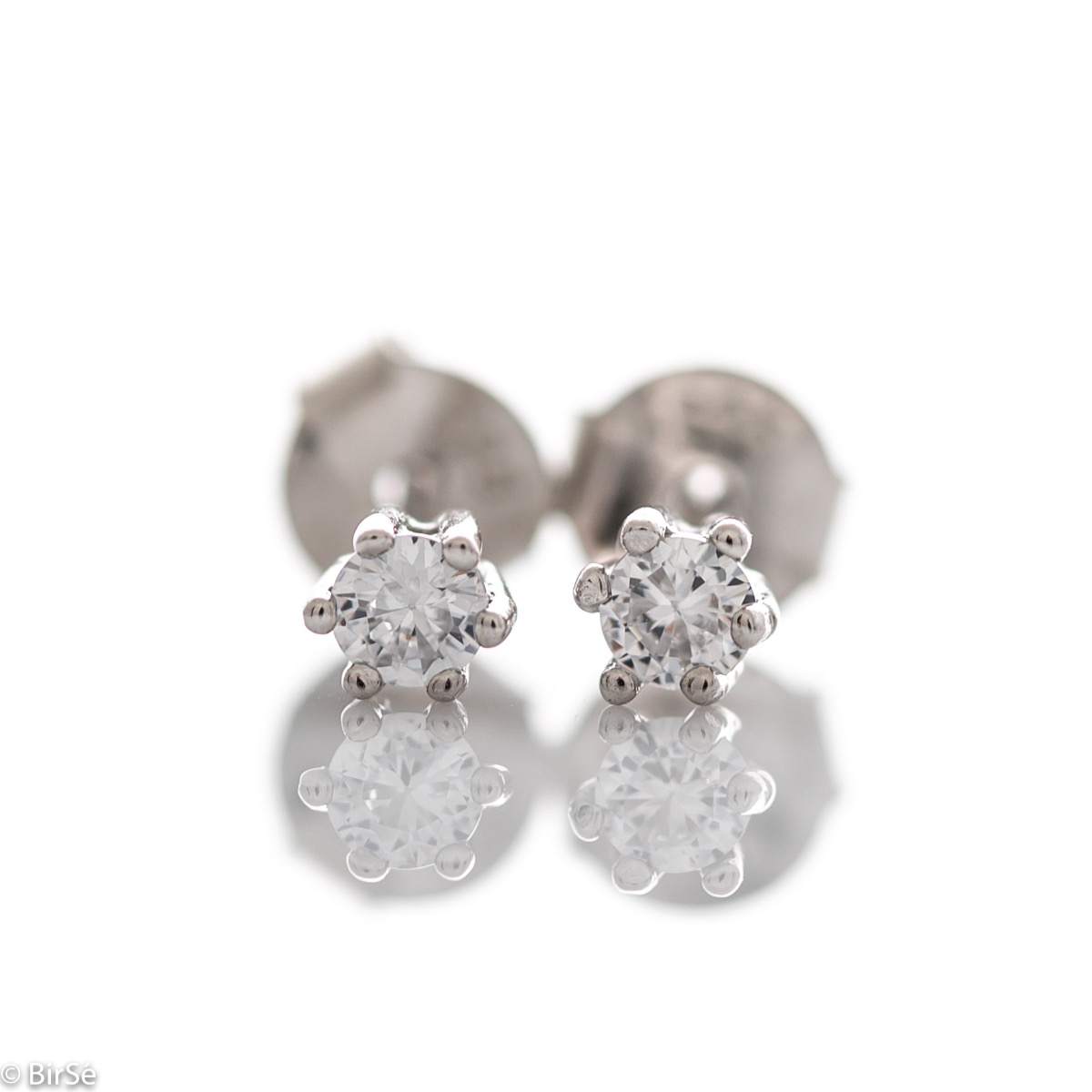 Silver Earings Solatire Zircons