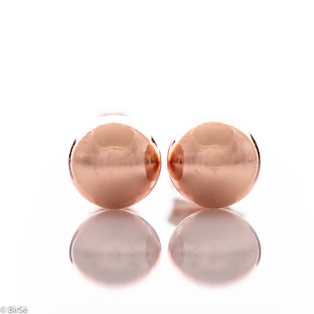 Rose Gold Plated Silver Ball Earrings 