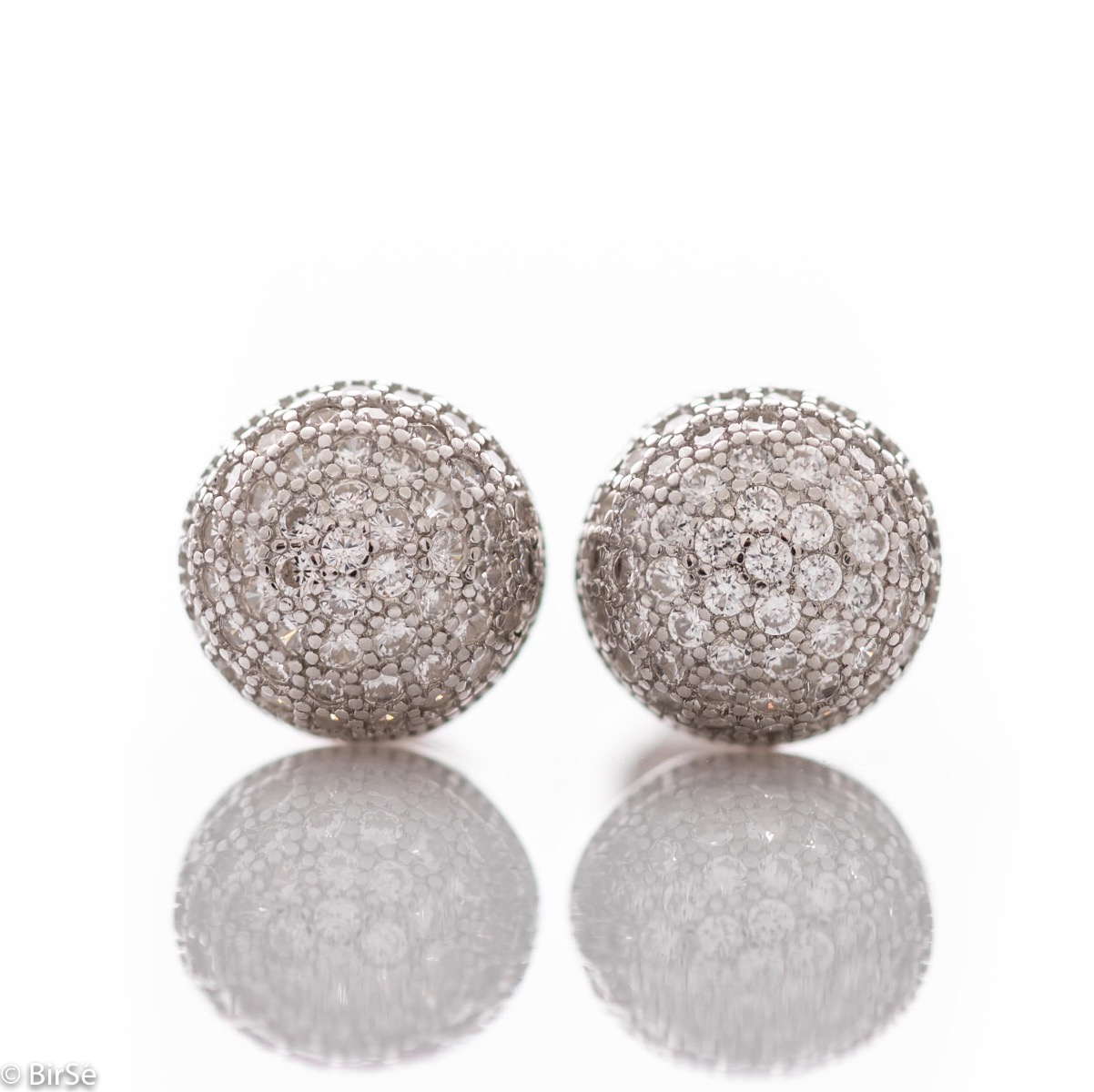 Sterling Silver Ball Earrings with Cubic Zirconium