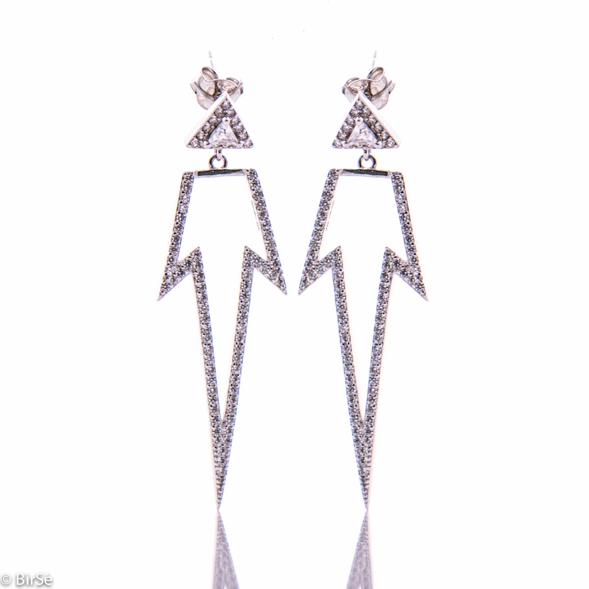 Long Silver Earrings with CZ