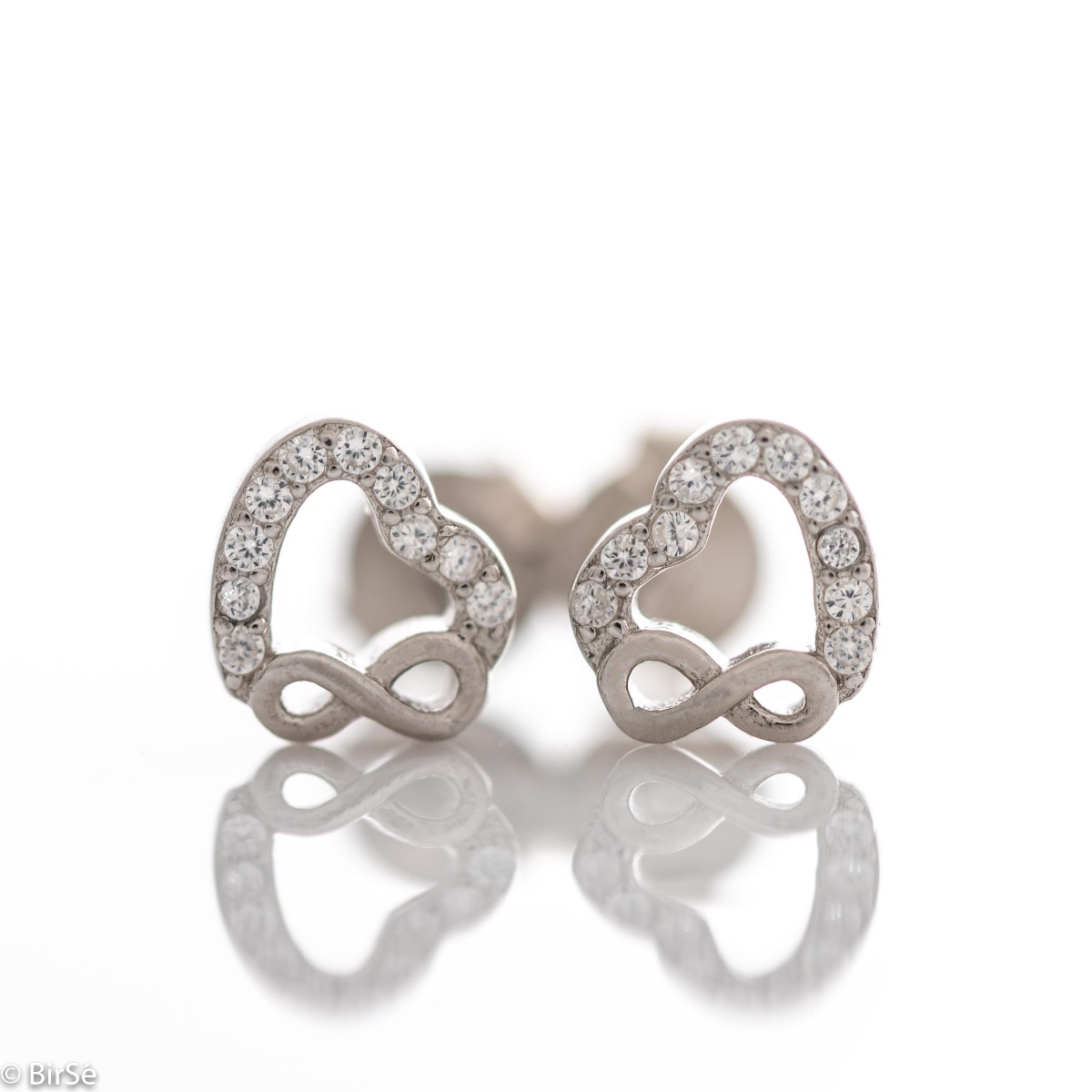 Silver Earrings with Heart and Infinity