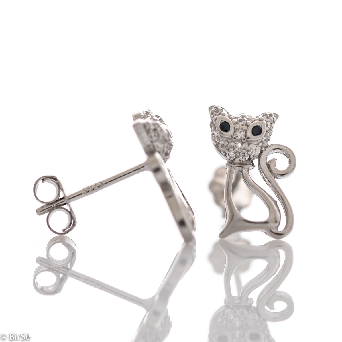 Silver earrings - Kitten