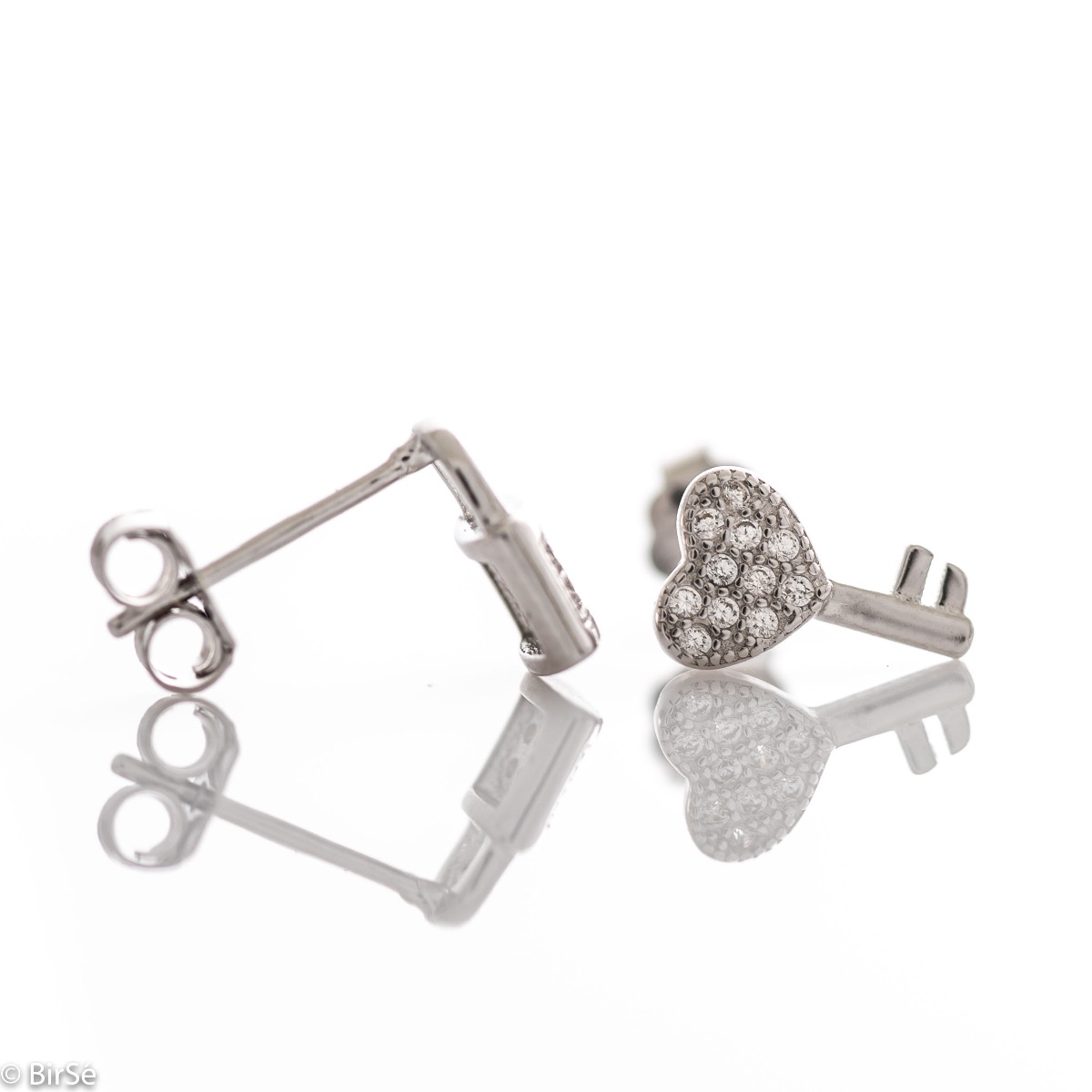 Silver earrings - Key with padlock