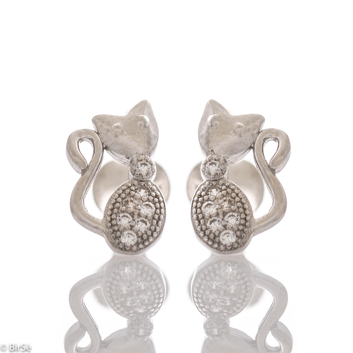 Silver Earrings with Elegant Kittens 