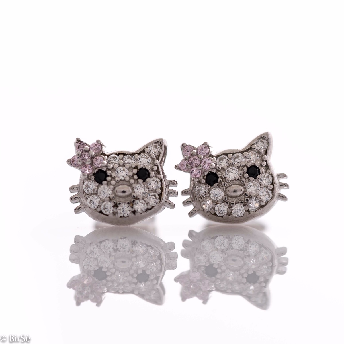 Silver Earrings with Cute Kittens