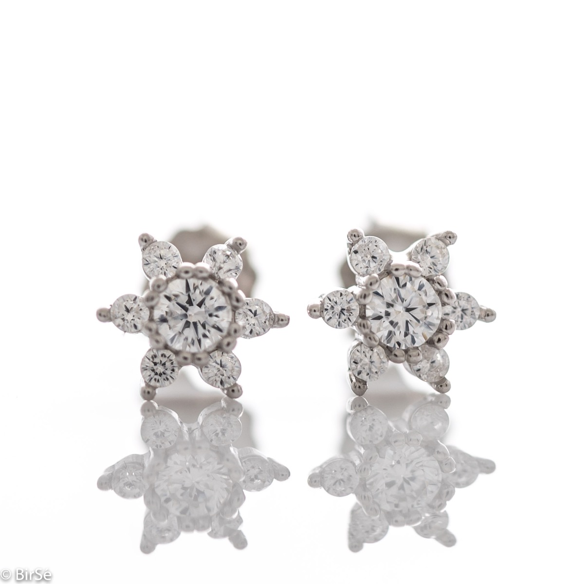 Silver CZ Star Earrings with Studs