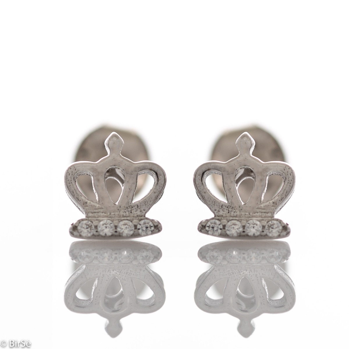 Silver Crown Earrings with Studs and CZ