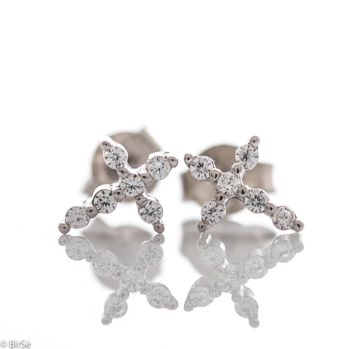 Silver Cross Earrings with CZ