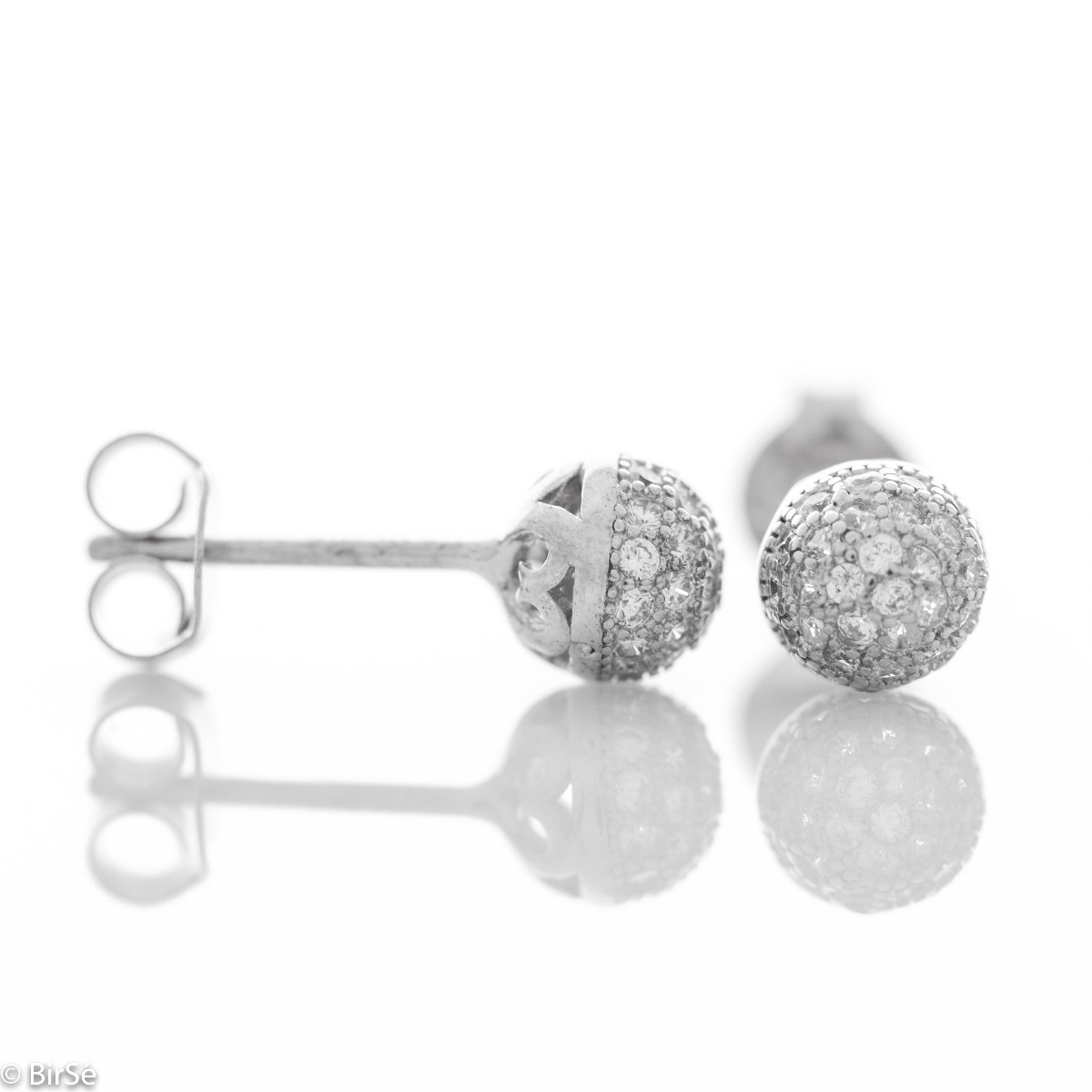 Silver earrings - Balls with zircons