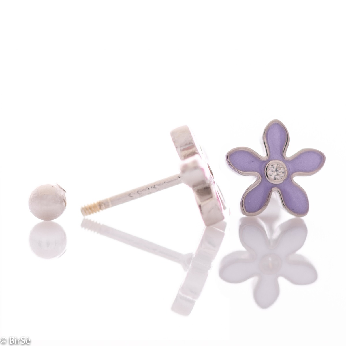 Silver Earrings - Delicate Violet Flowers 