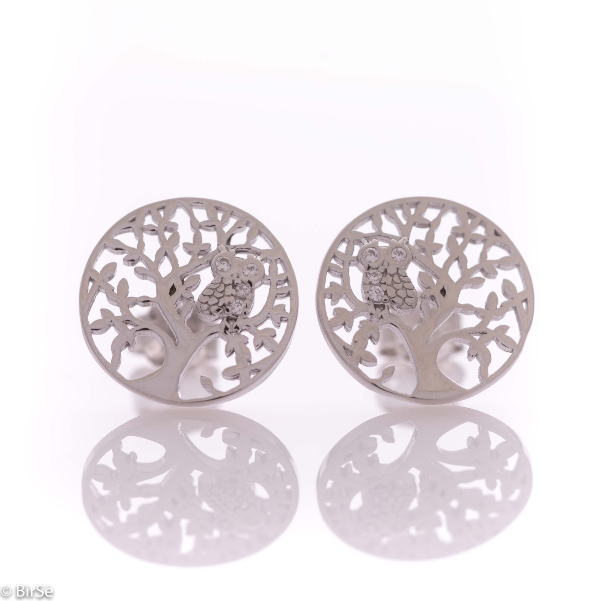 Silver Earrings the Thee of Life with an Owl