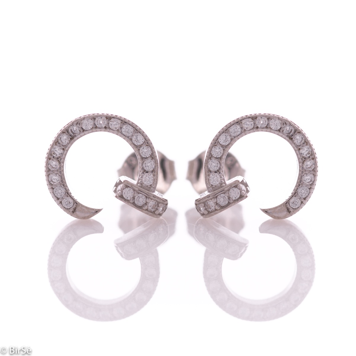 Silver Stud Earrings with Nail Shape