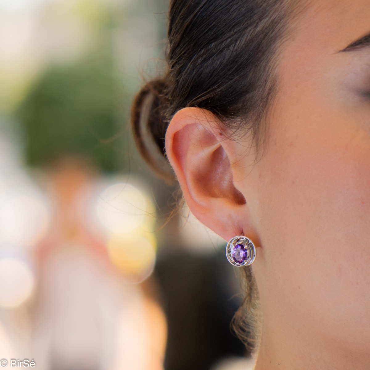 Stunning ladies earrings finely crafted from natural amethyst and rhodium silver. Their magic is enhanced with a pendant and ring from the same collection and the same indescribable design.