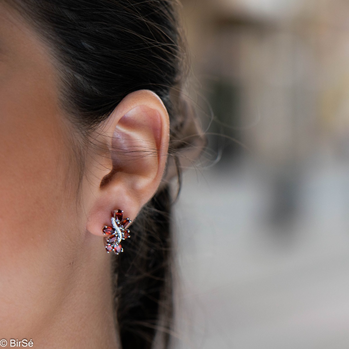 Silver earrings - Natural Garnet 2,66 ct.