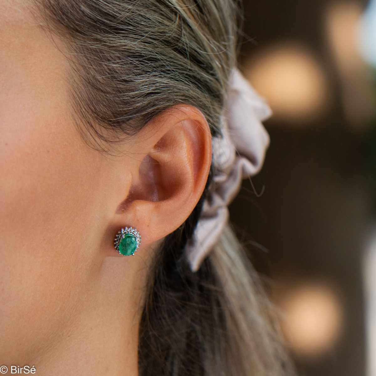 Silver earrings - Natural emerald 2,52 ct.