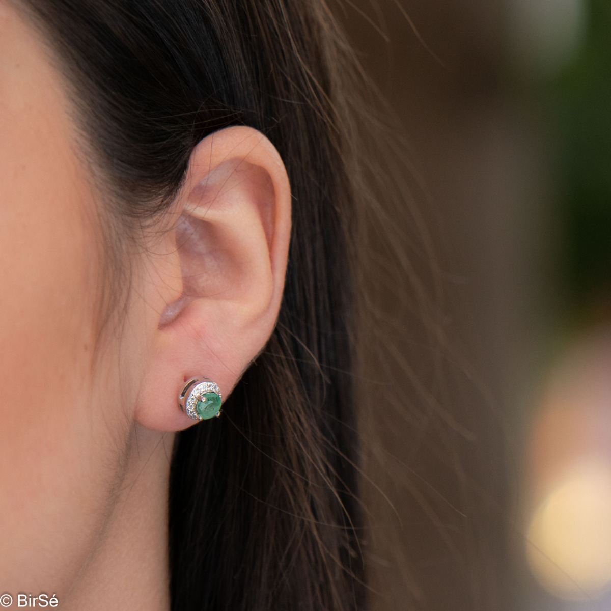 Silver earrings - Natural emerald 1,30 ct.