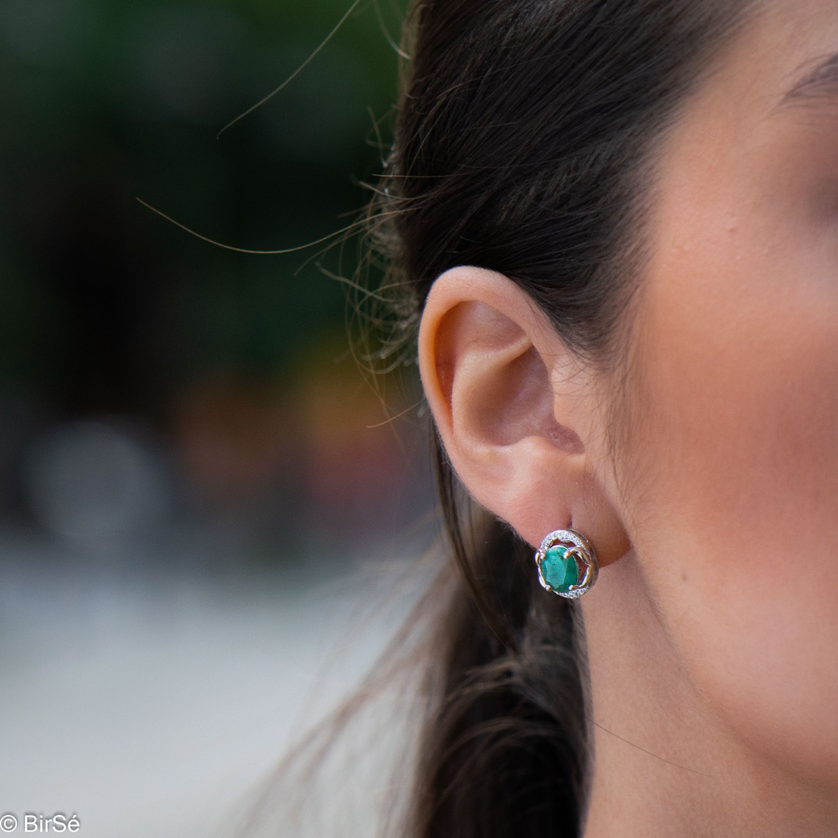 Silver Earrings - Natural Emerald 1,70 ct.