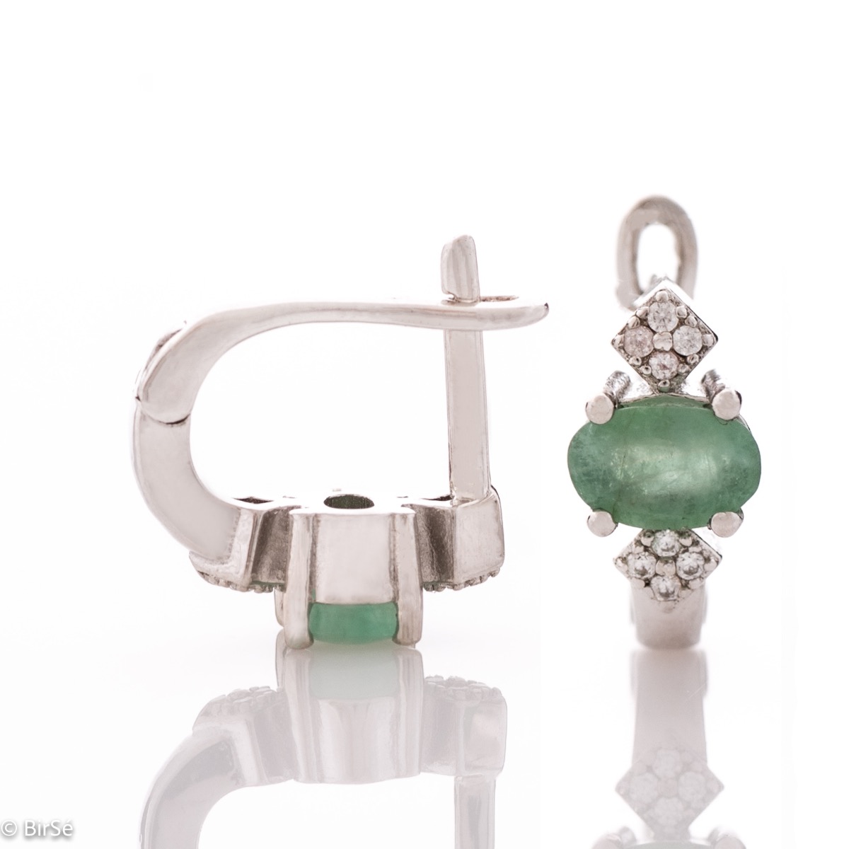 Silver Earrings - Natural Emerald 1,04 ct