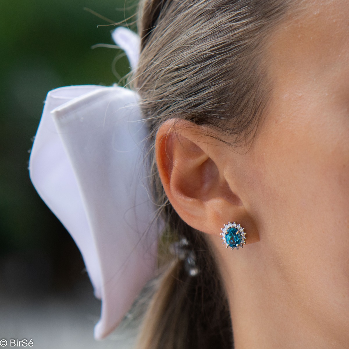 Silver earrings - Natural London Topaz 3,20 ct.