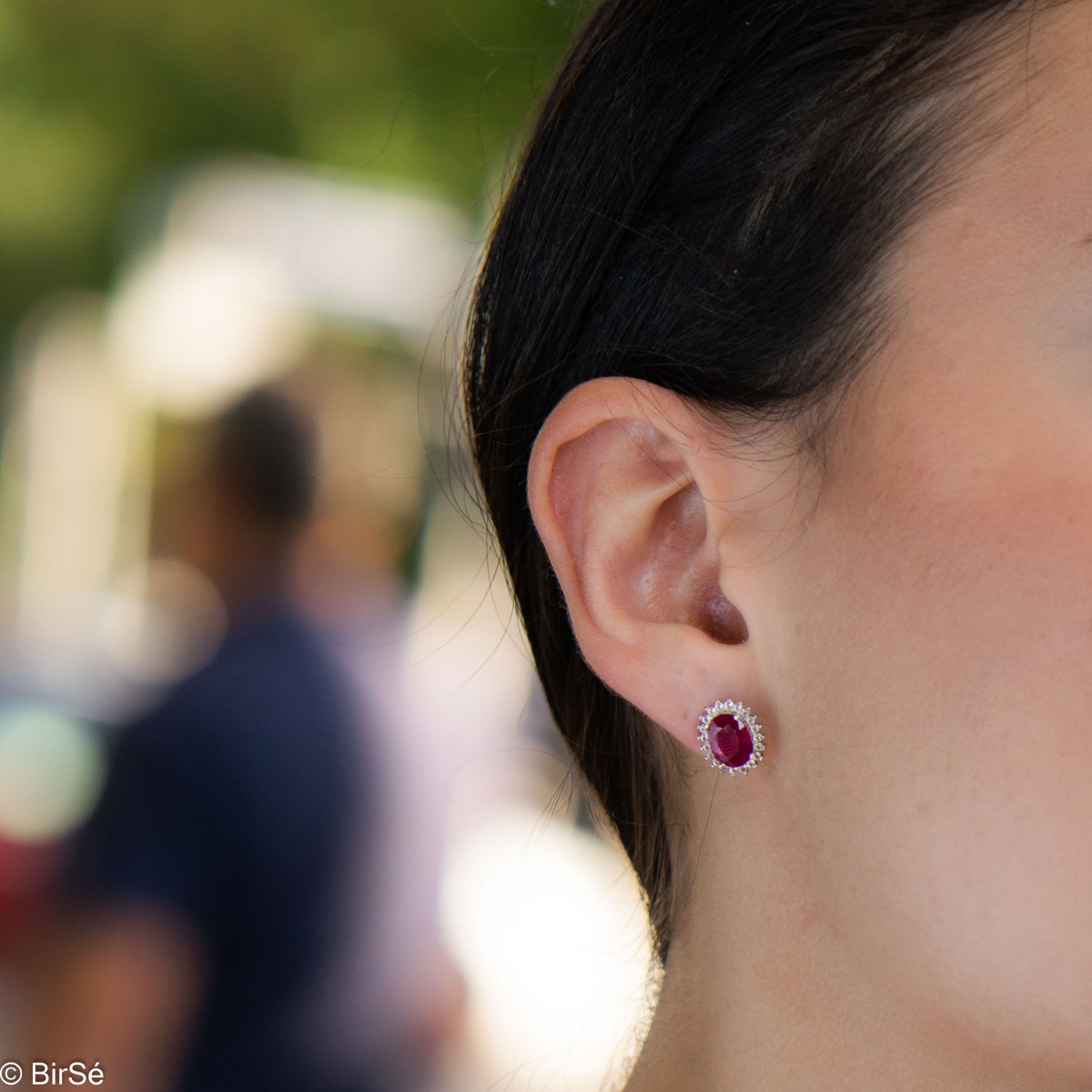 Silver earrings - Natural Ruby 3,10 ct.