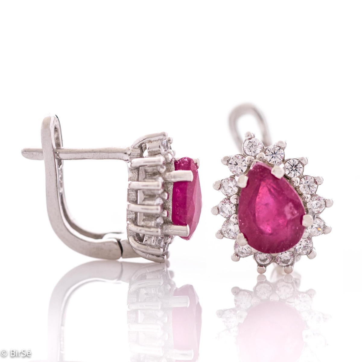 Silver earrings - Natural Ruby 2,00 ct.