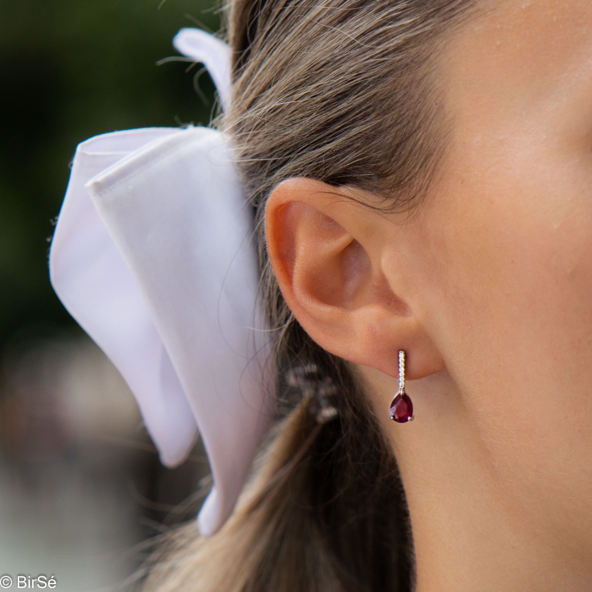 Silver earrings - Natural Ruby 1,50 ct.