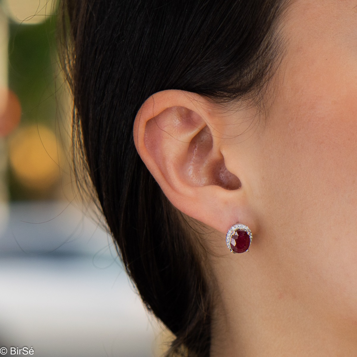 Silver earrings - Natural Ruby 4,40 ct.